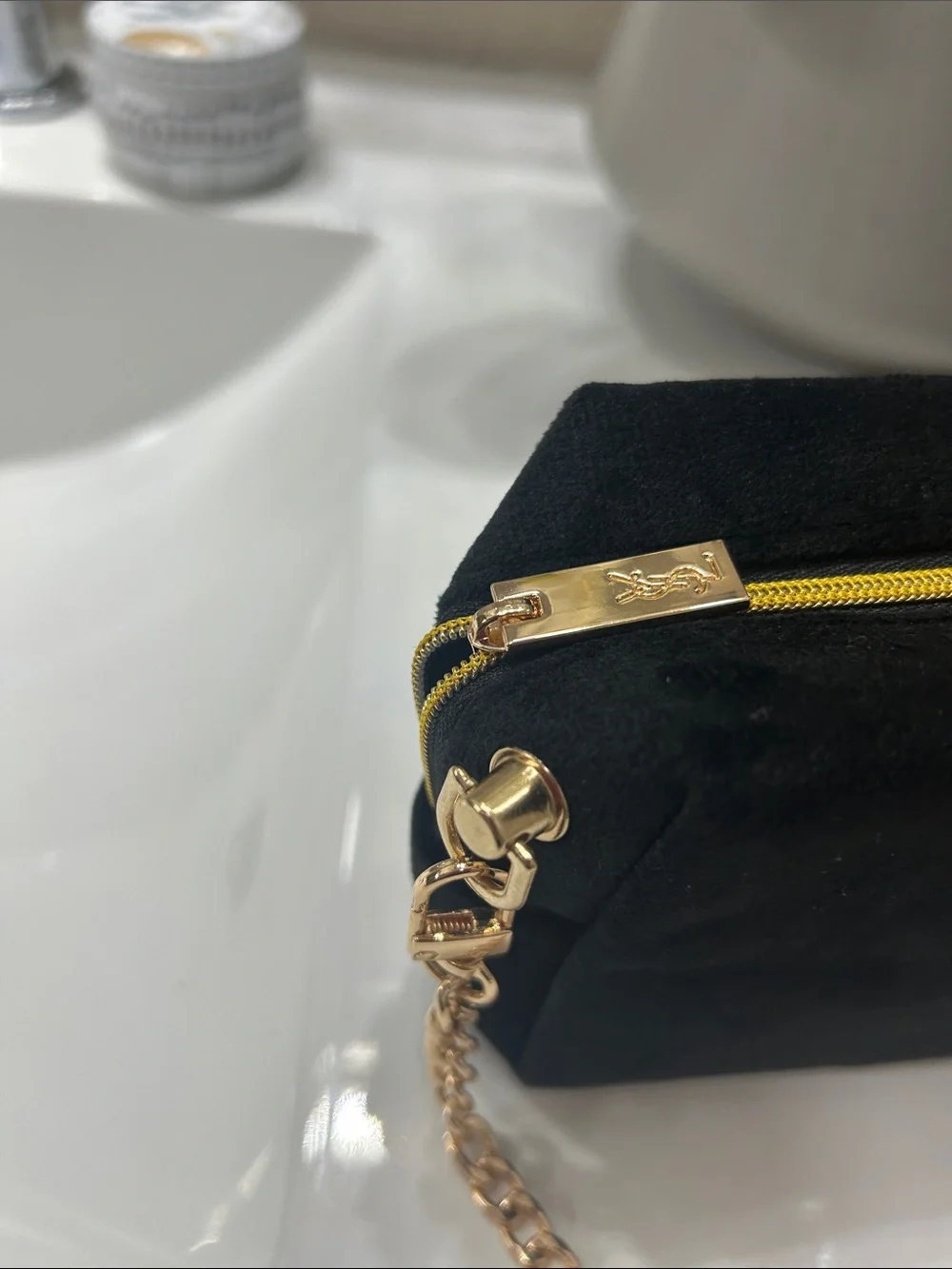 Saint Laurent Black Suede like material Crossbody with Gold YSL Logo - Picture 5 of 7